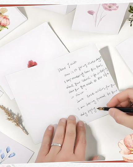 Blank Cards and Envelopes, 40 Pack Blank Cards 4x6 Inches (10 Floral Designs), Elegant Blank Greeting Card, Blank Note Cards with Sealing Stickers for Birthdays, Weddings, Most Other Occasions