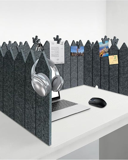 BXI Foldable Felt Desk Divider, 16.5 x 86 Inches Non-Tip Privacy Panel Partition, Versatile Cubicle Shield with Clips for Hanging Notes & Items, Acoustic Table Screen for Office Home Classroom