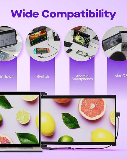 Laptop Screen Extender - Mobile Pixels Duex Max DS 14.1'' Portable Monitor for 14'' to 17'' Laptops, FHD 1080p USB Type-C/HDMI Ports Laptop Monitor, Compatible with Mac/Windows/Android/Switch