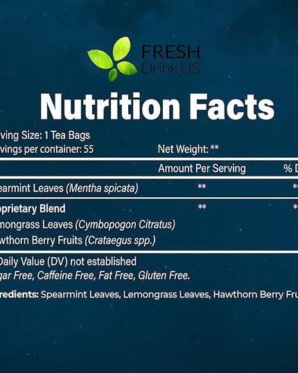 FreshDrinkUS, Premium 135 Tea Bags Better Sleep Herbal Tea | Caffeine-Free Loose Leaf Blend with Spearmint Leaves, Lemongrass Leaves, and Hawthorn Berry – Naturally Refreshing and Aromatic.
