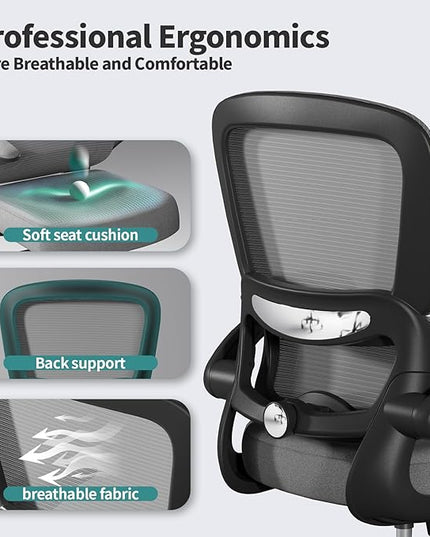 TRALT Office Chair - Ergonomic Desk Chair with Adjustable Lumbar Support, Mesh Computer Chair, Executive Chair for Home Office Comfortable Lumbar Support (Fog Gray)