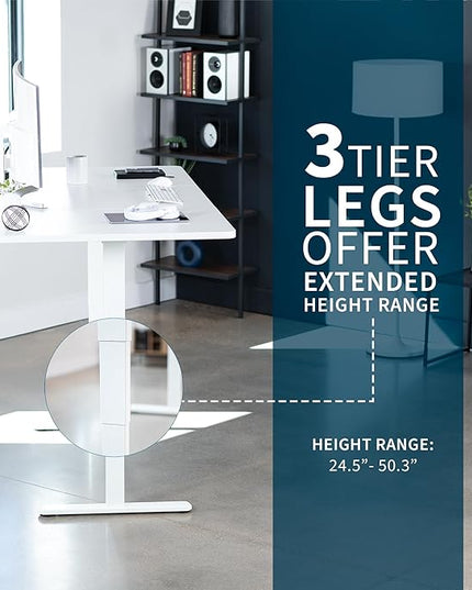 VIVO Electric 71 x 36 in Dual Motor Sit Stand Desk, Memory Height Adjustment, 2B Series, White Top White Frame, DESK-KIT-2W7W-36