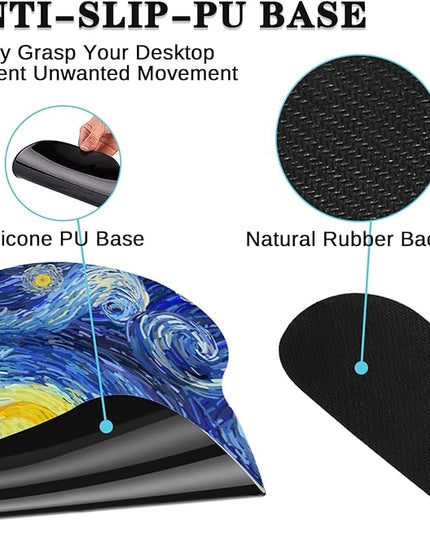 Britimes Ergonomic Mouse Pad Set with Wrist Rest Abstract Night Sky Non-Slip Rubber Base Wrist Cushion Support and Coasters Mousepad with Wrist Support for Computer Keyboard and Desk