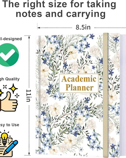 Academic Planner for 2026 or Anytime – 8.5" x 11" Undated Weekly Student Planner For Homeschool, High School, College & Nursing Students, 200 Pages, Crushed Flower