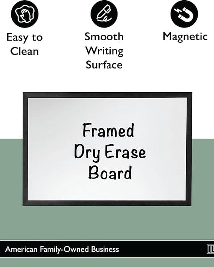 Ilyapa Extra Large Dry Erase Board for Wall - Wood Framed Magnetic White Board - 24 x 36 Inches Decorative Wall Hanging Menu Whiteboard - Black