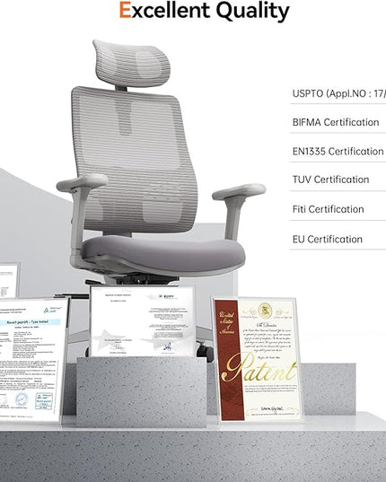 Newtral Office Chair with Lumbar Support- High Back Ergonomic Desk Chair with Adjustable Headrest, 3D Armrest, Adjustable Seat Depth & Height, Home Office