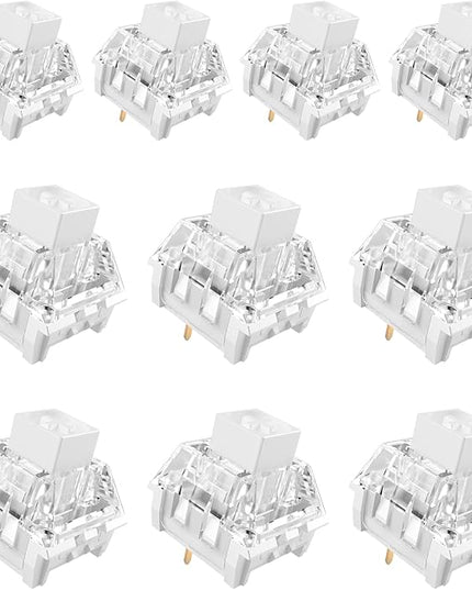Kailh 10 PCS Box White Switch Replacement 3 Pin Mechanical Keyboard Switches, Clicky, Accurate Typing, Dustproof, Suitable for clicker for 3D Prints and MX Gaming Mechanical Keyboards