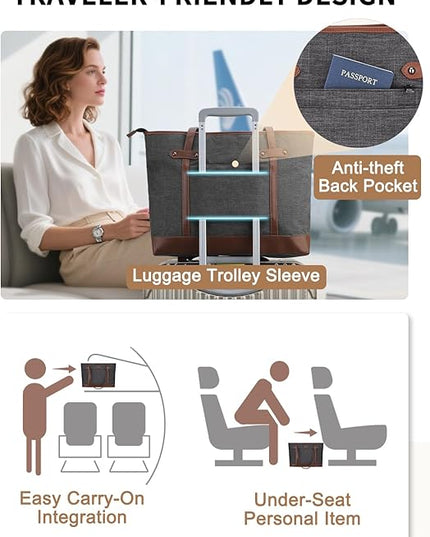 RAVUO Laptop Tote Bag for Women, Water Resistant 15.6 Inch Computer Handbag Purse Teacher Bag With Portable Small Pouch