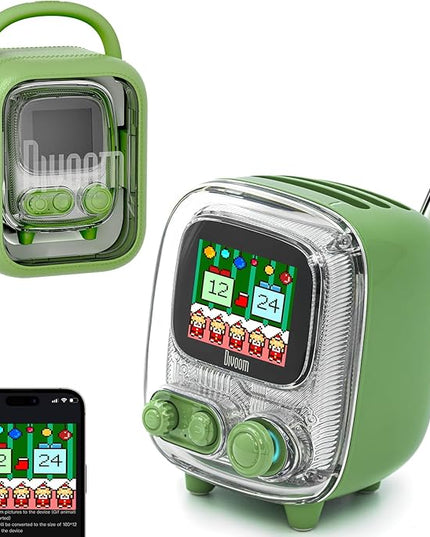 Divoom Tiivoo-2 Portable Bluetooth Speaker with FM Radio,Pixel Art Retro Mini Small Cute Wireless Speaker,Vintage Decor Suitable for Party Office Desk Home Bedroom Kitchen,Gifts for Women Men,Green