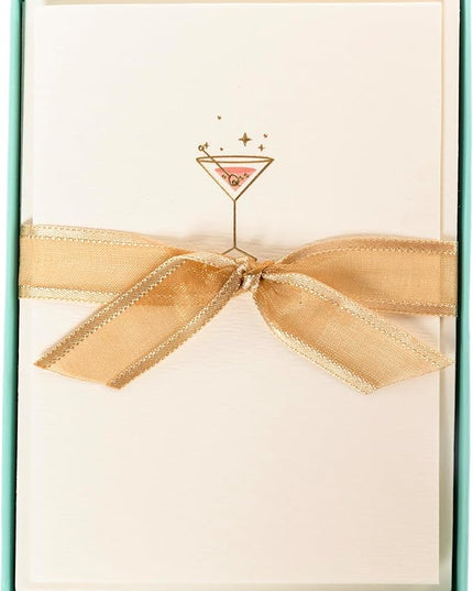 Graphique Pink Martini Cards, Pack of 10 Cards with Envelopes, All Occasion Greetings, Blank Inside, Gold Foil Embossing, La Petite Press Collection Boxed Set, 3.25" x 4.75"