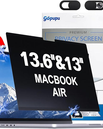 Magnetic Privacy Screen Camera Cover Compatible with MacBook Air 13.6 inch Screen Filter 2022-2025 M2/M3/M4, Removable Mac Air 13.6 inch Screen Protector A2681 A3240 Anti Glare Blue Light Anti Spy
