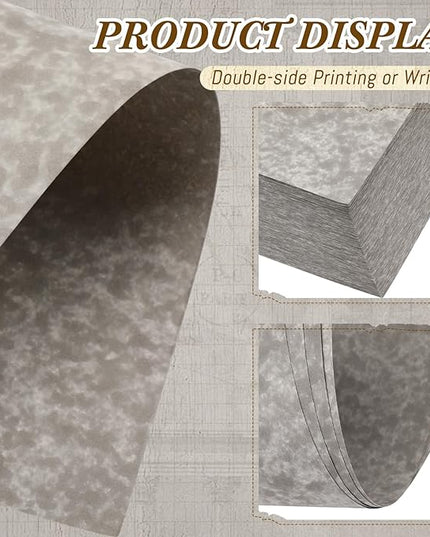Epakh 200 Pcs Old Age Parchment Paper 8.5 x 11 Inch Standard Letter Vintage Colored Old Parchment Semblance Double Side Printing Paper (Khaki Gray)