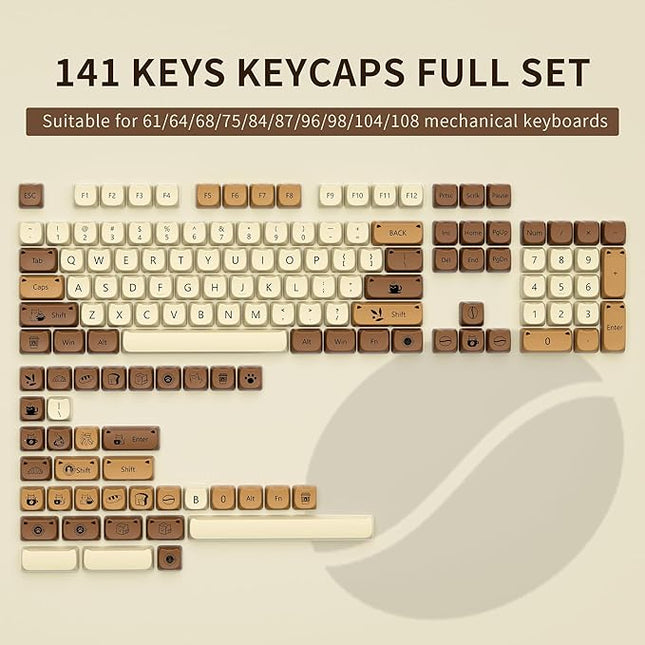 XVX Cute Cat Keycaps, Thick PBT Keycap Mao Profile, 141 Keys Keyboard Keycaps, Dye-Sublimation Keycap Set Compatible with 60% 75% 96% 100% Cherry Gateron MX Switches Mechanical Gaming Keyboard