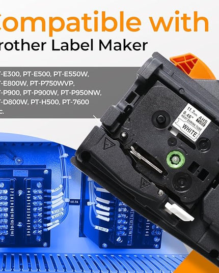 HSe-231 Heat Shrink Tube Label Compatible with Brother P Touch HSe Heat Shrink Tubing 11.7mm 0.46'' HSe231 TZe Wire Cable Labels for Brother PT-E300 E500 P900 P750WVP, 3-Pack, Black on White