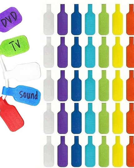 40 Pcs Cable Labels, Write On Cord Labels Tags for Electronics,Cable and Wire Tags,Reusable Large Size Plastic Velcro Label for Charging Cords Management and Identification (8 Colors)