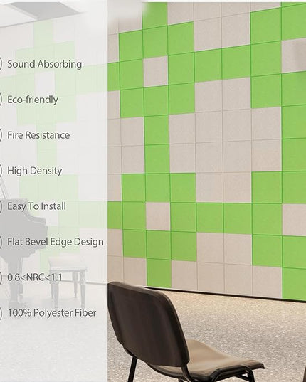 12 Pack Acoustic Panels Self Adhesive Sound Proof Foam, High Density Sound Acoustic Panel, 12X12X0.4 Inch Square Panels in Home, Office, Reccording Room, Studio,and more(Beige)