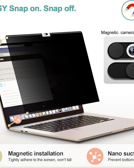 IPROKKO Magnetic MacBook Privacy Screen Protector, Compatible with MacBook Air 15Inch (2023-2025, M2 M3 M4) - A2941 A3114 A3241, Removable Matte Anti Glare Blue Light Filter for Mac Air 15.3" Laptop
