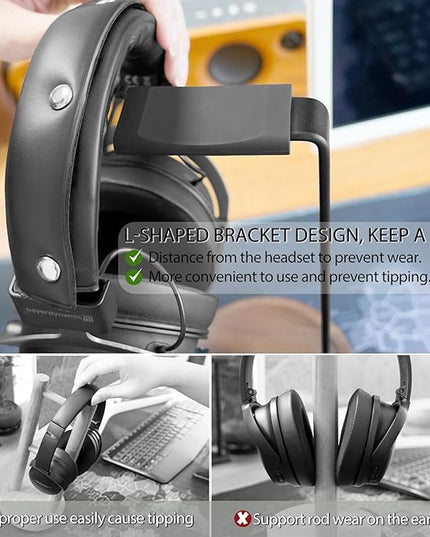 GEVO Headphone Stand for Desk - Wooden Headset Stand for Desk - Wooden Headphone Holder with Airpods Max and More