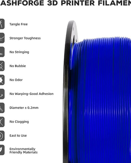 FLASHFORGE PLA Filament 1.75mm, 3D Printer Filament 1kg (2.2lbs) Spool, Dimensional Accuracy +/- 0.02mm, 3D Printing Filament Easy to Use and Fits for Most FDM 3D Printers (Blue)