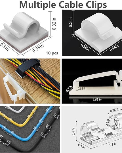 ELII 328Pcs Cable Management Kit, 8 Magnetic Cable Clips,69Adhesive Cable Holder,4 Cable Sleeve Split,22Reusable Cable Strap,200 Nylon Cable Zip Ties with 25 Mounts TV Home(White)