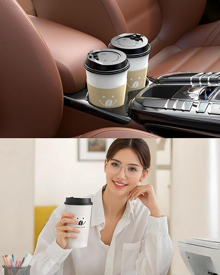 Coolcap Coffee Cups with Lids and Sleeves, 16 Ounce 100 pack To Go Coffee Cups with Lids, Disposable Hot Coffee Paper Cups Bulk for Hot Beverage (16 Ounce, White) | with Lids, and Sleeves, To Go Coffee Cups, with Lids, Bulk, for Hot Beverage