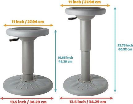 Studico ActiveChairs Adjustable Wobble Stool, Flexible Classroom Seating, Improves Focus, Posture & Helps ADHD/ADD, Sensory Chair, Active Desk Chairs, Adjusts from 16.65" to 23.75", Ages 13-18, Grey