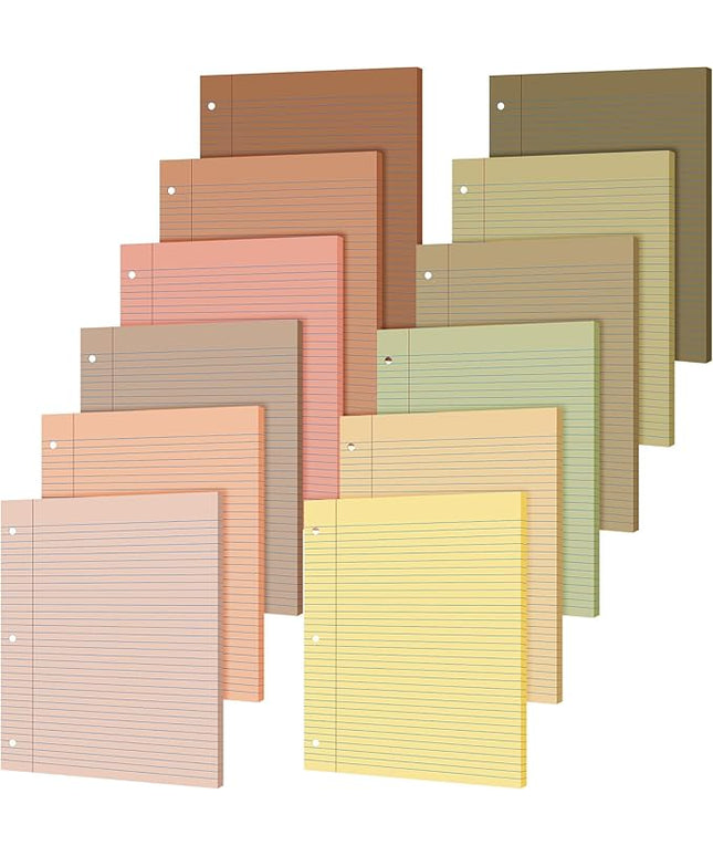 PerKoop 600 Sheets Colored Loose Leaf Paper 8.5" x 11" college ruled Lined 3 Hole Punched notebook Filler Paper for 3 Ring Binders Office School Supplies (Cute Color)