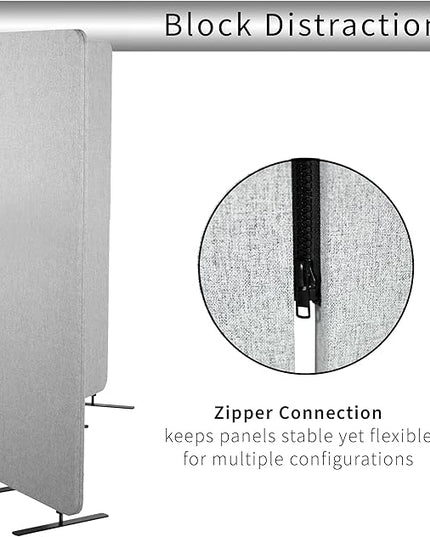 VIVO Freestanding 72 x 56 inch Privacy Panel, Cubicle Divider, Acoustic Wall Partition, x3 24 inch Panels, Gray, PP-3-S072G