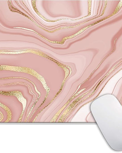 Square Mouse Pad Pink Gold,Personalized Premium-Textured Custom Mouse Mat Design,Washable Mousepad Cloth,Non-Slip Rubber Base Computer Mouse Pads for Wireless Mouse