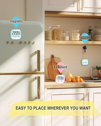 Antonki 2 Pack Classroom Timers for Kids Teachers, Magnetic Countdown Digital Kitchen Timer for Cooking, Study, Exercise, Games, Time Mangement - Loud/Silent Mode - Battery Included