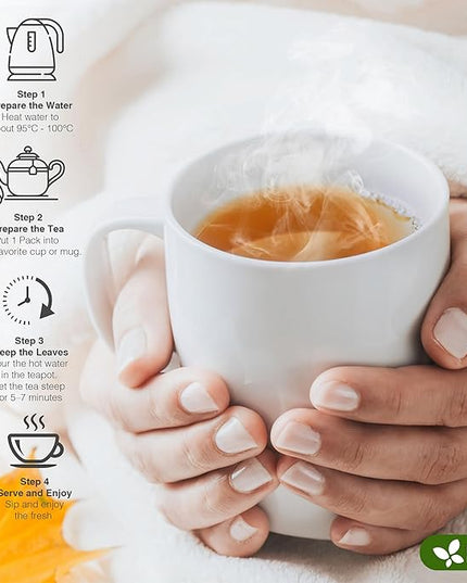 FreshDrinkUS, Memory Brain Booster Herbal Tea – 40 Tea Bags – Ginkgo Biloba, Gotu Kola, Lion's Mane & MCT Coconut Oil – Smooth, Earthy Flavor – Caffeine-Free – Daily Herbal Blend for Anytime Use