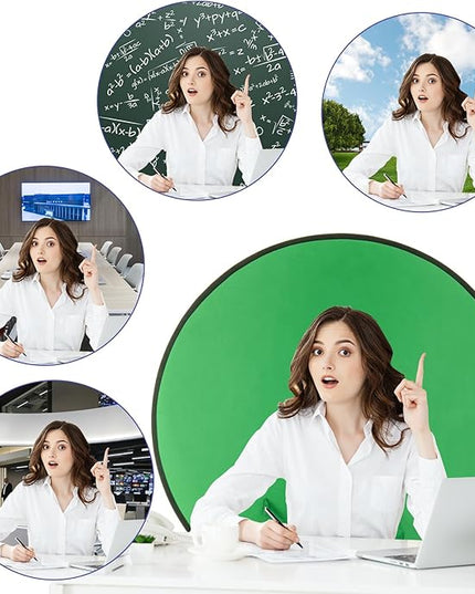 Cosmos 1 Pc Blue Screen Backdrop 43 in / 110 cm Diameter Foldable Portable Photography Background Green Screen Chroma Key Backdrop for Photography Photo Video Studio, Live Streaming, Video Meeting