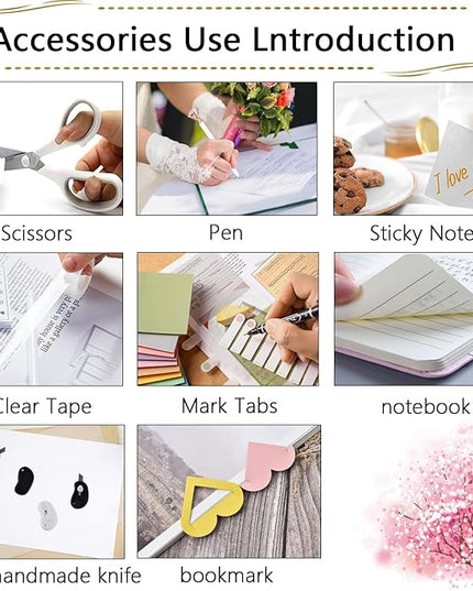 Office Supplies,Desk Accessories,Stapler and Tape Dispenser Set,1000 Staples,Staple Remover,Pen Holder,Folding Phone Holder,Journal Notebook,Ballpoint Pen,Scissor,Ruler,Clear Tape,Sticky Notes,Ect