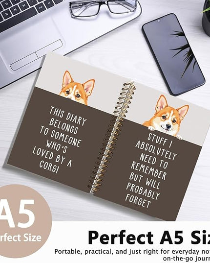 LIANGW Funny Corgi Gifts for Women & Men, Corgi Lovers Gifts Spiral Notebook Journal for Writing, Pet Dog Mom Owner Gift, 5.5x8.3 Inch