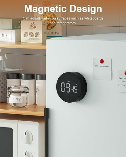 AVINIA Desk Timer for Productivity Magnetic Digital Kitchen Timer Rechargeable Fabric Mesh Cover 99 Mins Countdown/Count Up Stylish Efficana Konah Home Timmer for Cooking (Fabric Black)