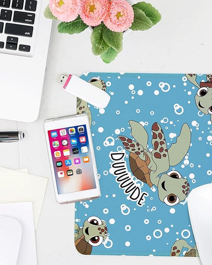 Cute Sea Turtle Square Mouse Pad,Non-Slip Rubber Base Mouse Pad,Home Office Decoration Desktop Accessory,Laptop Mouse Pad for Office Laptops, 9.4x7.8x0.12inch.
