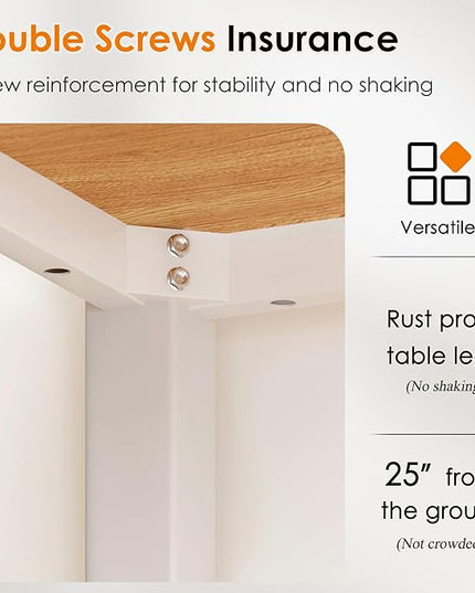 DlandHome Large Computer Desk, Composite Wood Board, Decent and Steady Home Office Desk/Workstation/Table 54.3inch Teak White
