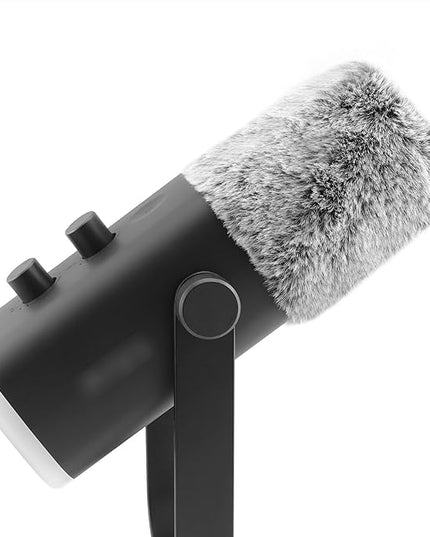 LEFXMOPHY Windscreen for FIFINE AM8 Microphone, Grey Furry Wind Muff Pop Filter