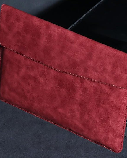 Leather Laptop Sleeve 13 Inch Compatible with MacBook Air M4 M3 M2 M1 2025-2018＆MacBook Pro M2 M1 2025-2016,Wear-Resistant and Scratch-Resistant Protective Case Cover,Red