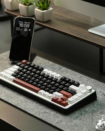 YUNZII B75 PRO Wireless Mechanical Keyboard,75% Layout with Knob,Hot Swap Gasket Custom Structure,Creamy Pre-lubed Switches,RGB Backlit,Bluetooth/Type-C/2.4G for Win/Mac(Milk Switch,Black)