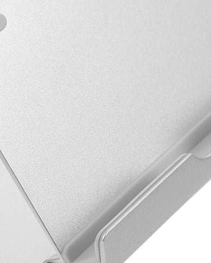 Aluminum Alloy Laptop Stand and Phone Holder for Desk, 360° Rotatable Foldable Tablet Holder, Universal Desktop Cell Phone Stand in Silver for Office and Home Use