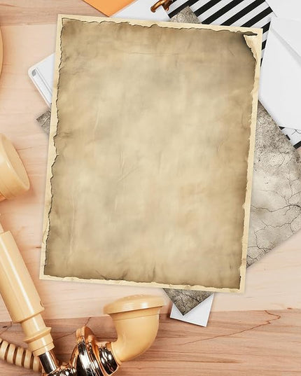 PARTH IMPEX 56 Sheets Vintage Writing Paper 8.5x11 - Letter Size Stationery Rustic Old Looking Letterhead Printer Paper - 120gsm Thick Decorative Antique Aged Double-sided Design