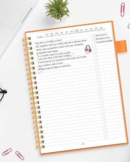 ALLTREE To Do List Notepad Spiral Planner, Daily Task Tracker with Wide lined Notebooks, Work Planner with Pocket, Pen Loop, 160 Pages, Orange (5.5"x8.5")