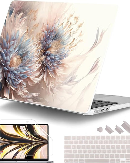 DONGKE for M4 MacBook Air 13.6 Inch Case 2025 2024 2023 2022 Model A3240 A3113 A2681 M3 M2 Chip, Plastic Hard Shell Case Cover with Touch ID for MacBook Air 13 Inch M4 - Beautiful Flower
