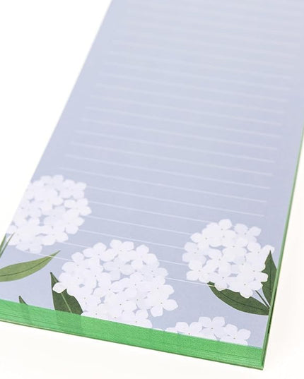 Graphique White Hydrangeas Magnetic Notepad, 100 Tear-Away Sheets for Grocery, Shopping & To-Do Lists, Writing Pad for Fridge, Kitchen, Office