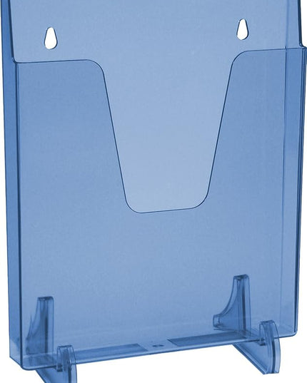 Acrimet Pocket File Holder Vertical Design Brochure Display (for Wall Mount or Countertop Use) (Removable Supports Included) (Letter Size) (Clear Blue Color)