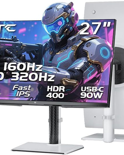 KTC 27 Inch 4K Gaming Monitor, Dual Mode UHD 160Hz & FHD 320Hz, Fast IPS, HDR400, Adaptive Sync, 90W Type-C, HDMI 2.1 & DP 1.4, Height Adjustment PC Monitor, VESA, KVM Support, H27P6