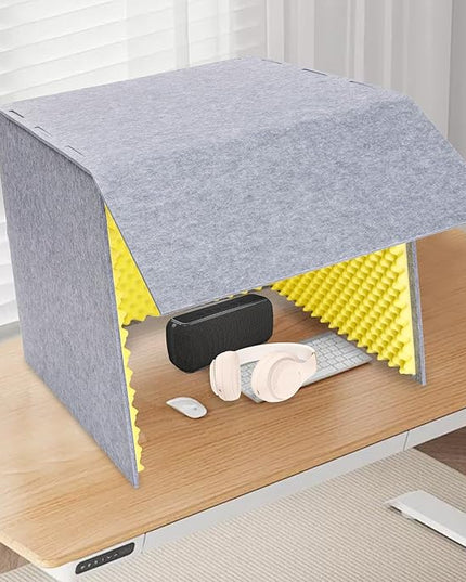 Desktop Soundproof Cover, Portable Vocal Recording Booth Isolation Booth Small Music Recording Studio Vocal Sound Absorbing Shield Sound Proof Foam Panels for Offices,Home,Recording Studios (Yellow)
