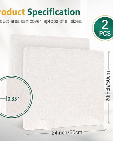 DOLLAR BOSS 2PCS Acoustic Desk Dividers 24" x 20", Soundproof Freestanding Privacy Panels for Table, Noise Reducing Desktop Partition for Office, Home, Classroom, Study Area with 20 Pushpins,Beige