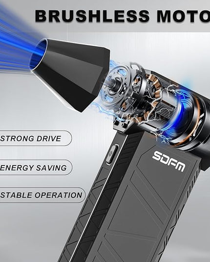 SDFM Electric Air Duster - 130000RPM Compressed Air Duster，3 Gear Adjustable Jet Dry Blower can Reusable Can for Computer Keyboard,Outdoors,Car,Home.… (Black)
